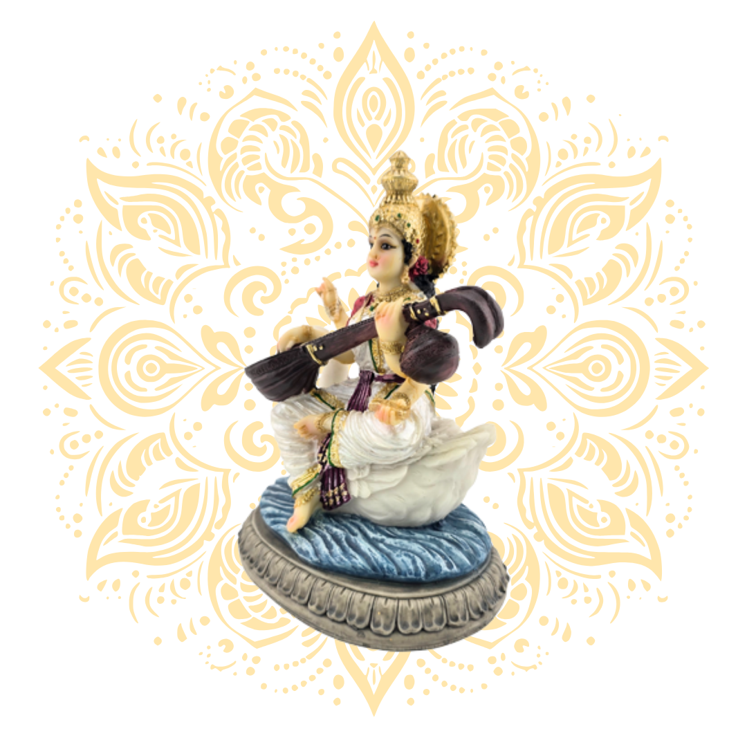 Polyresin Saraswati on Swan 5"