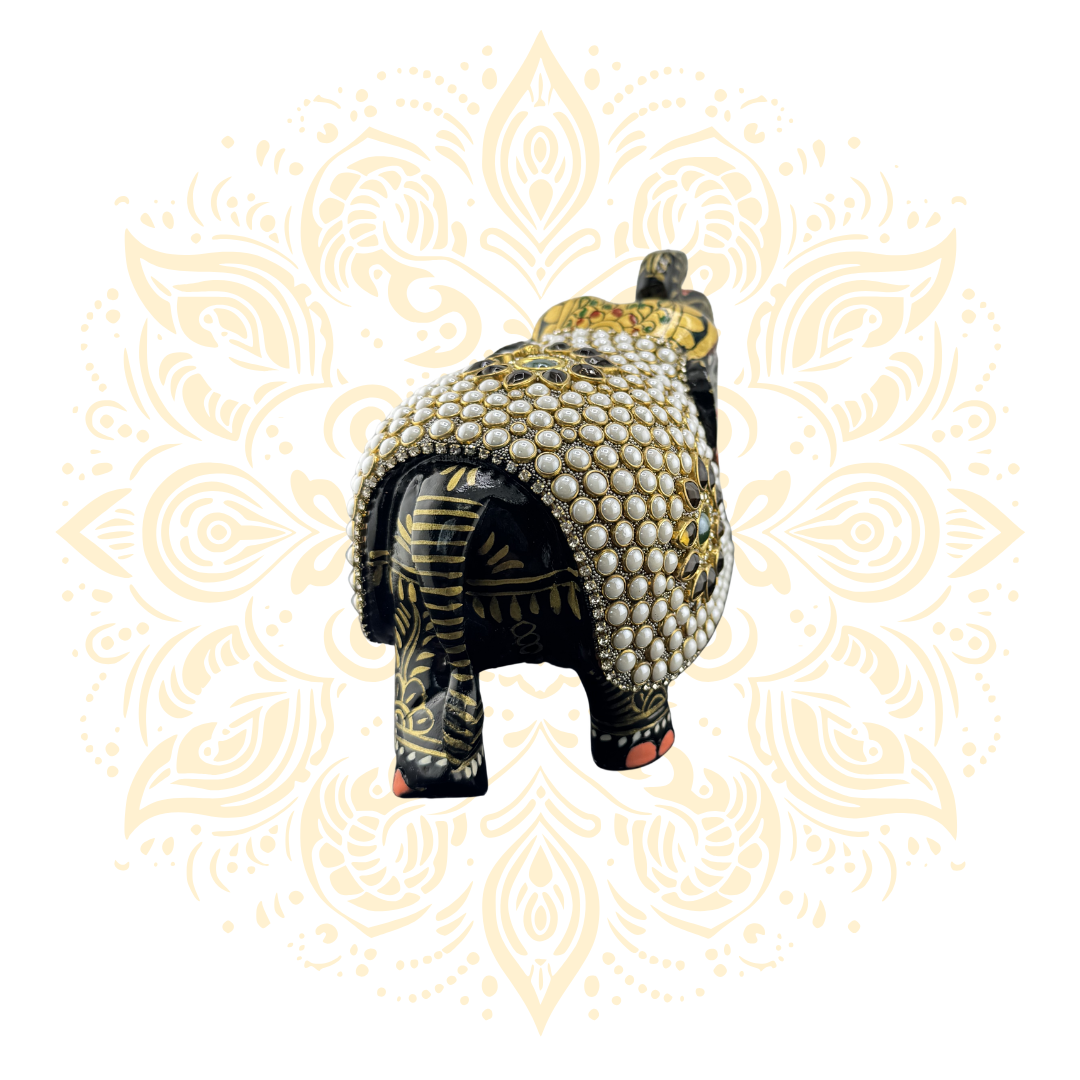 Wooden Stone Work Elephant - Matchless Gifts