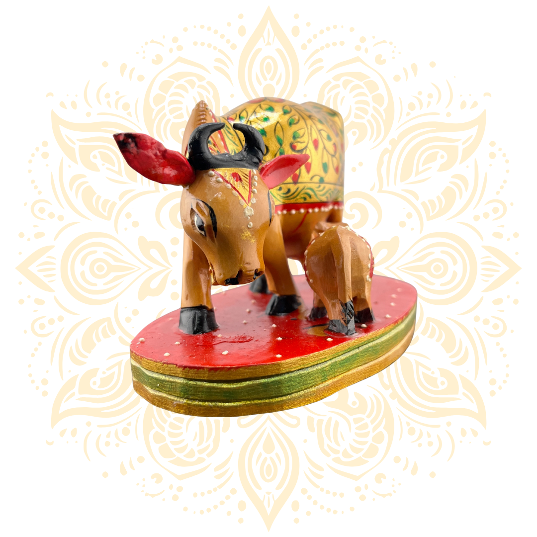 Wooden Painting Cow w/ Calf