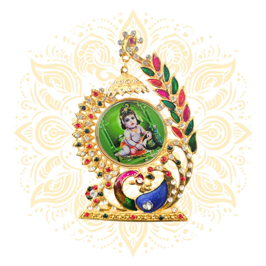 Golden Peacock Mini Mandir Deity Altar 5" - Matchless Gifts2