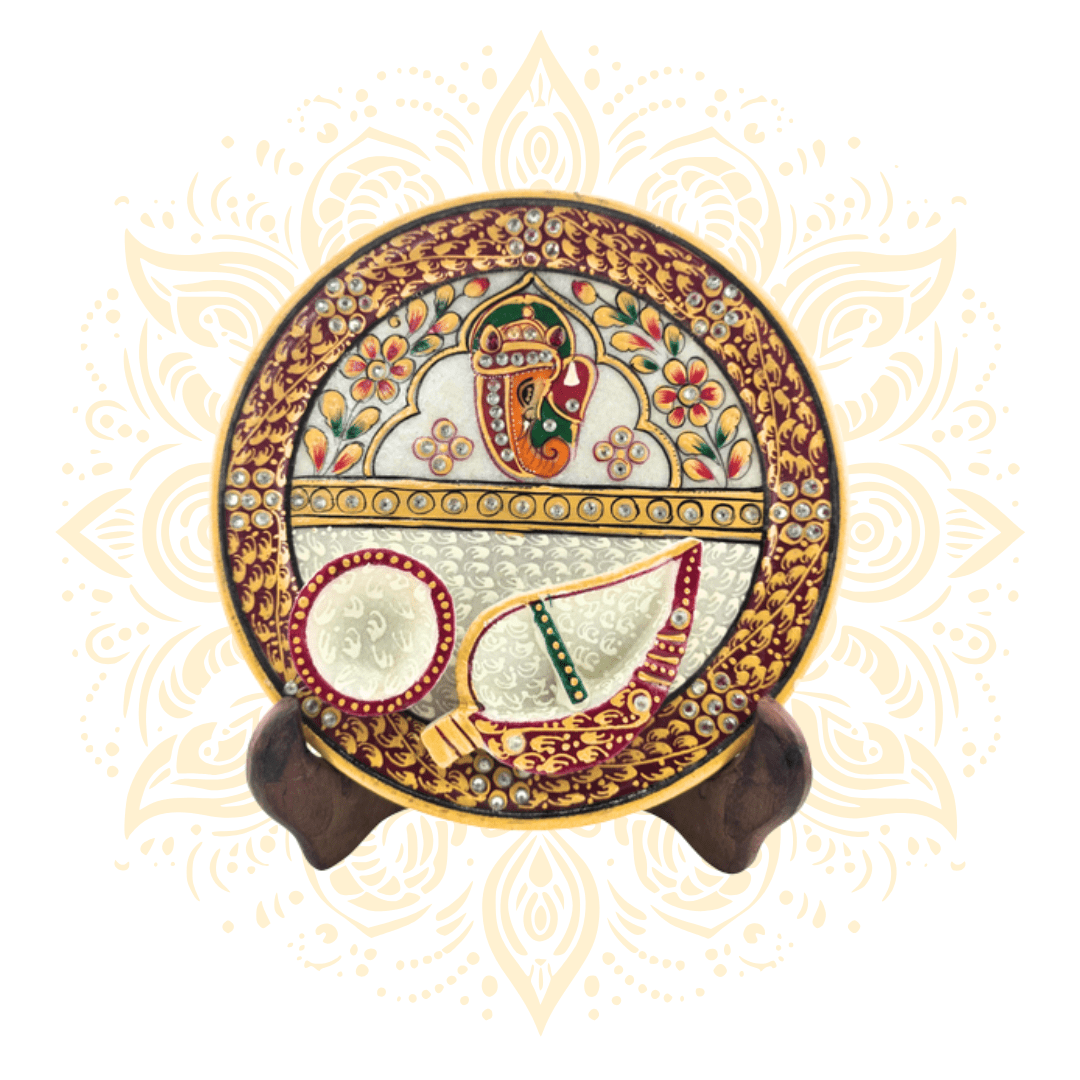 Marble Ganesh Plate 7" - Matchless Gifts