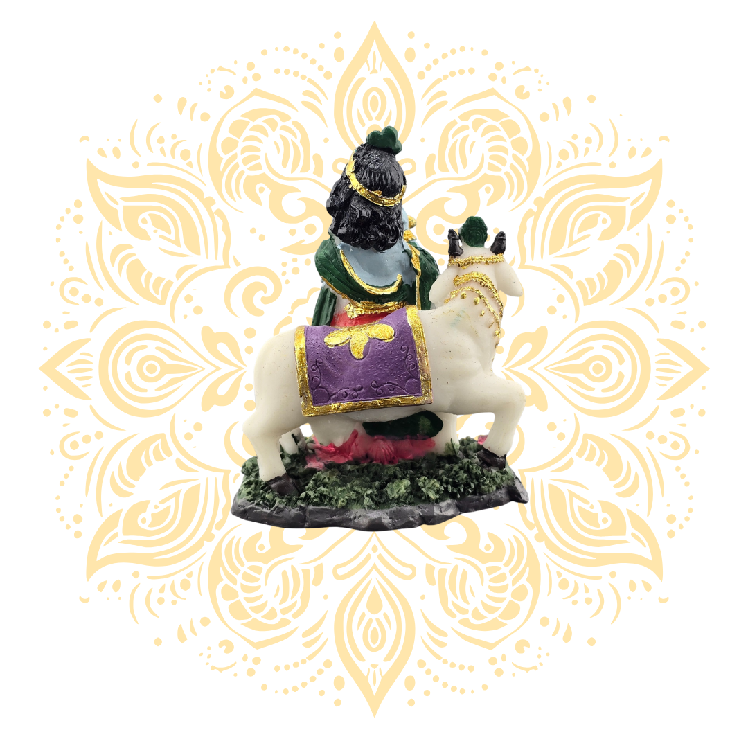 Polyresin Krishna with Cow 2.5" - Matchless Gifts