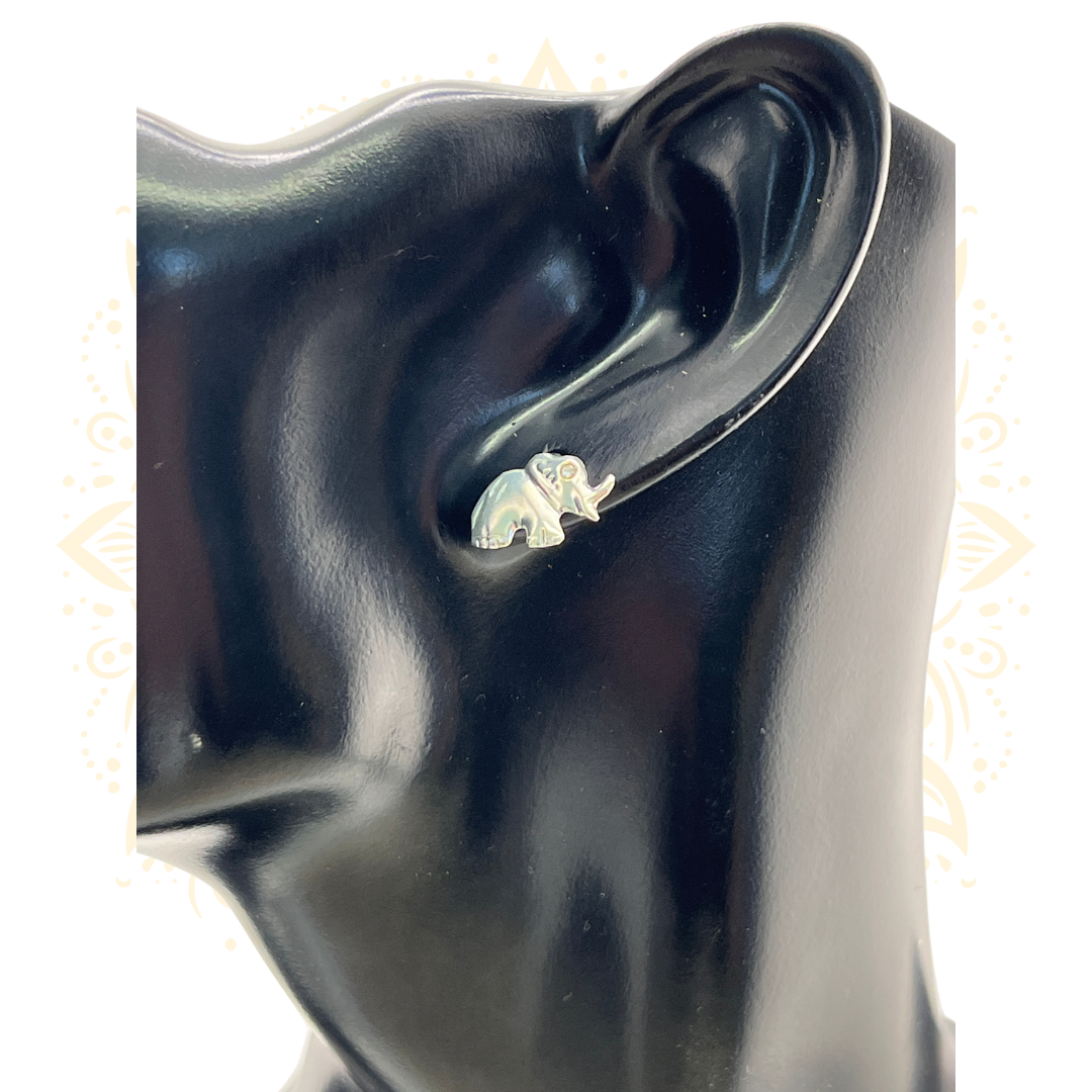 925 Sterling Silver Elephant Screw Back Stud Earrings