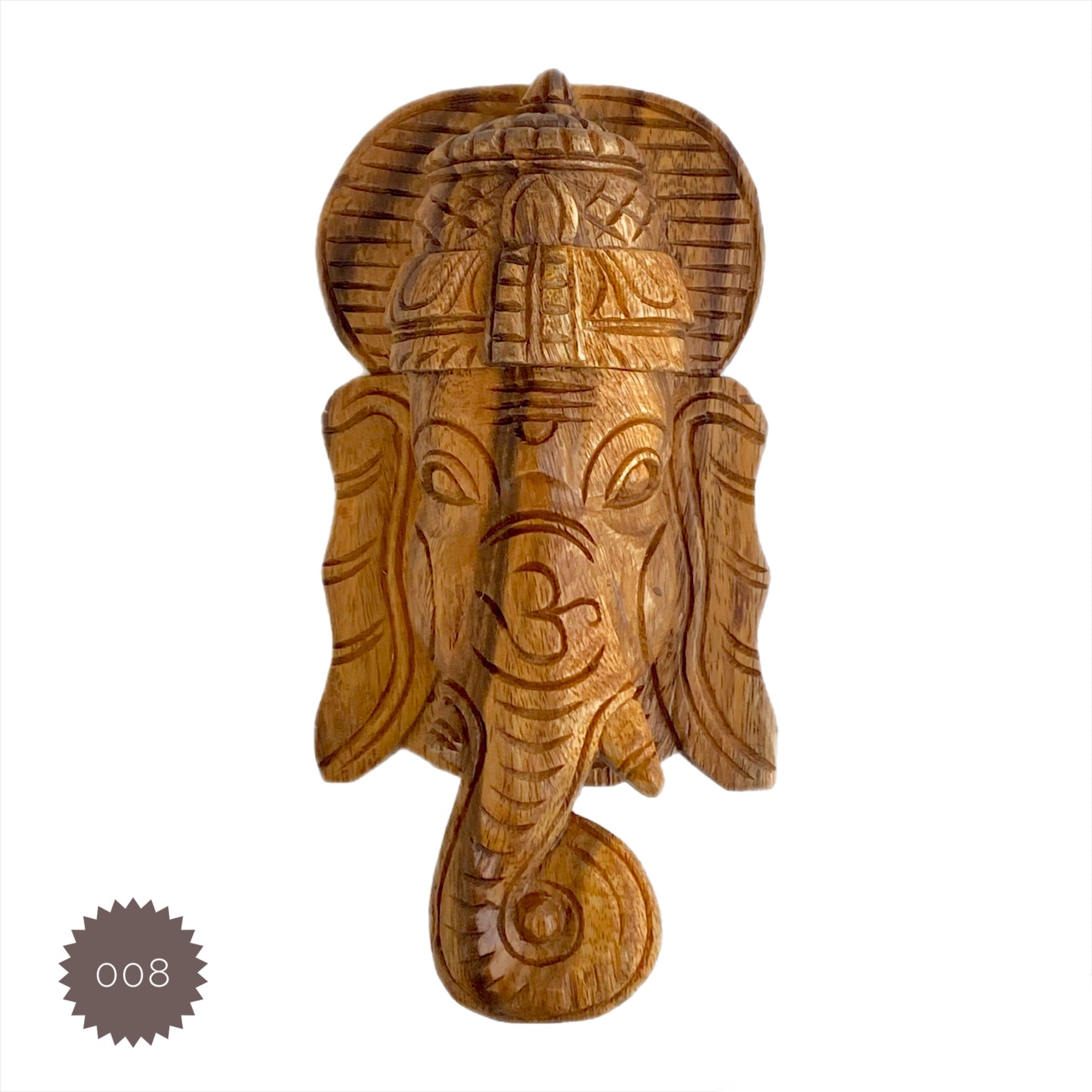 Hand-Carved Wooden Ganesha Face