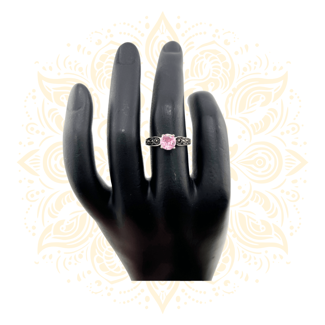 925 Sterling Silver Pink Zirconia Ring Size 6.5 - Matchless Gifts1