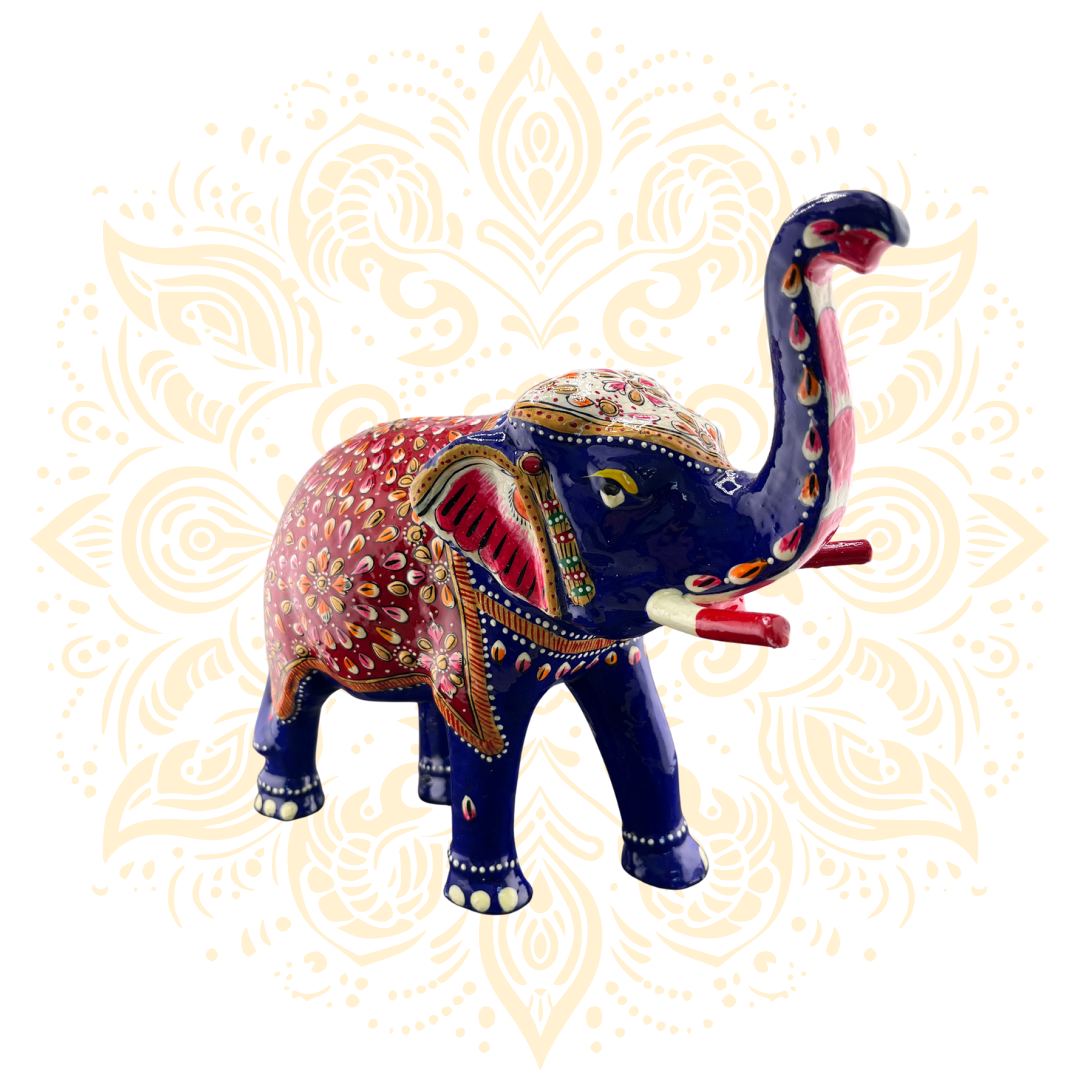 Hand Painted Metal Elephant Figurine - Matchless Gifts