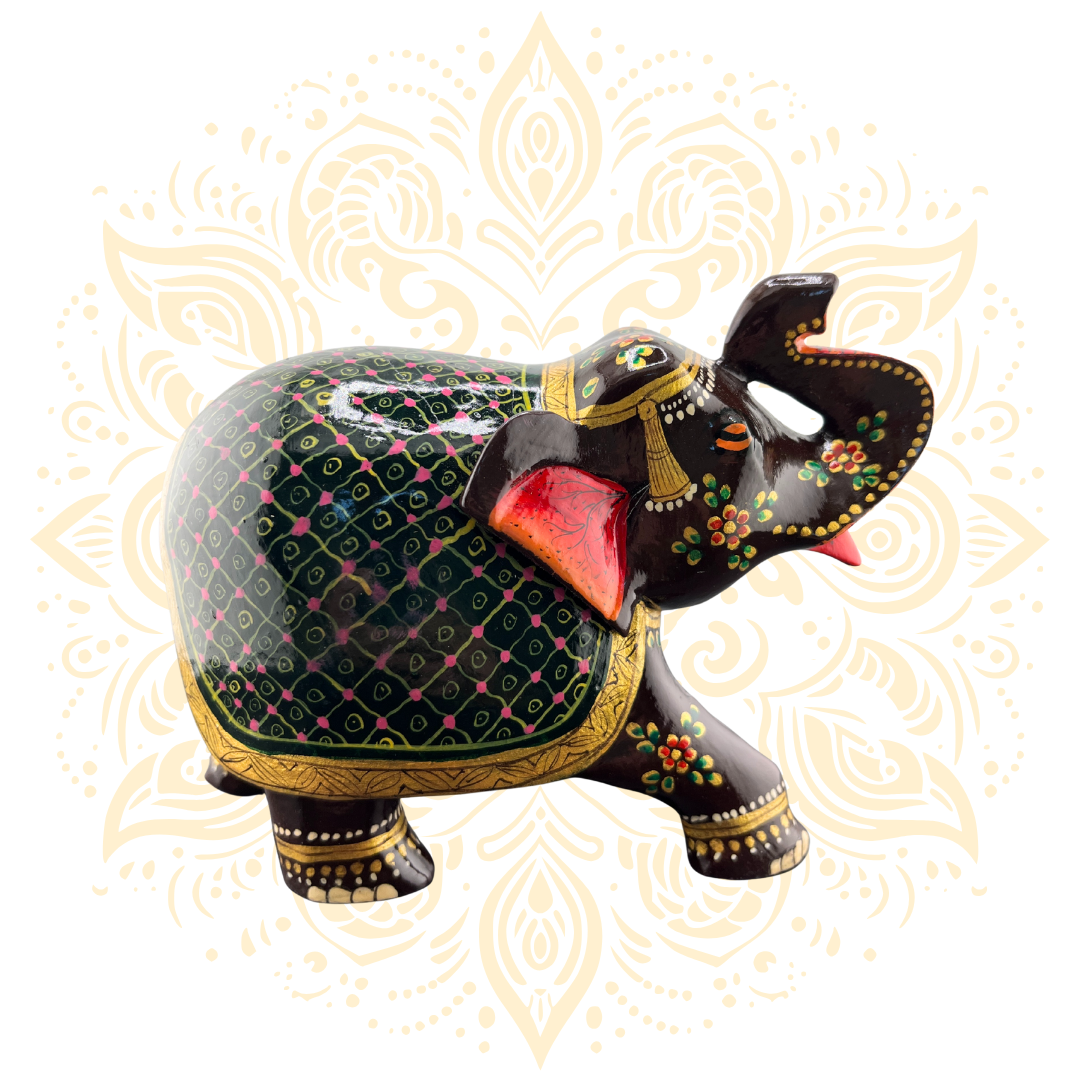 Wooden Black Painted Elephant