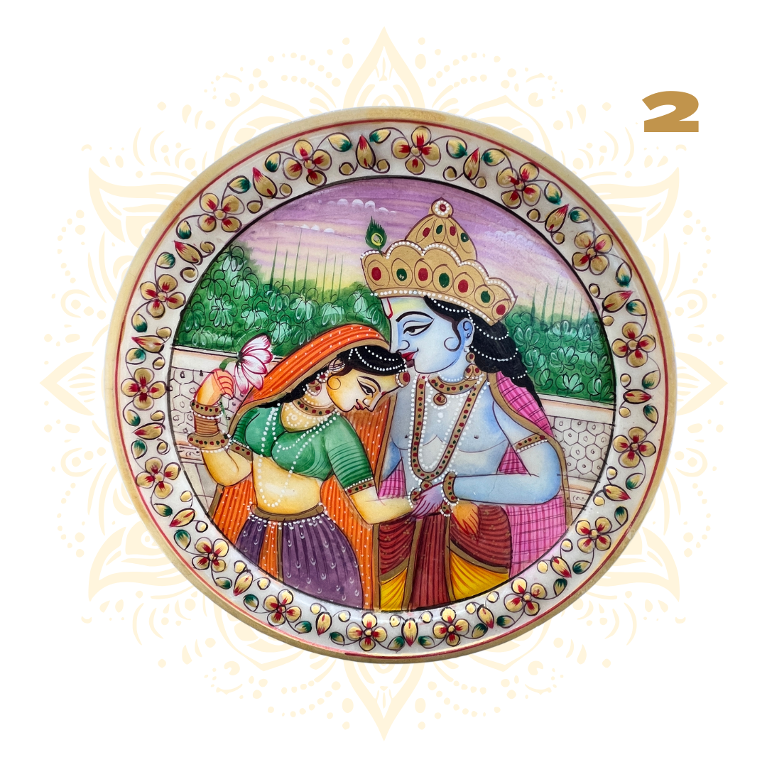 Hand-Painted Marble Plate - Radha Krishna 9" - Matchless Gifts4