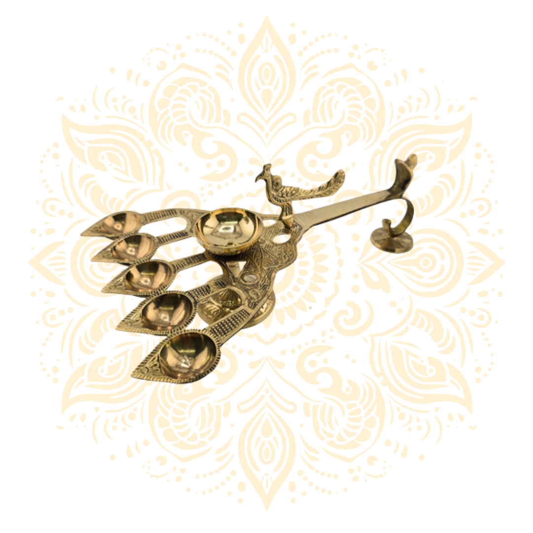 Brass Panchmukhi Aarti Five Wick Diya - Matchless Gifts