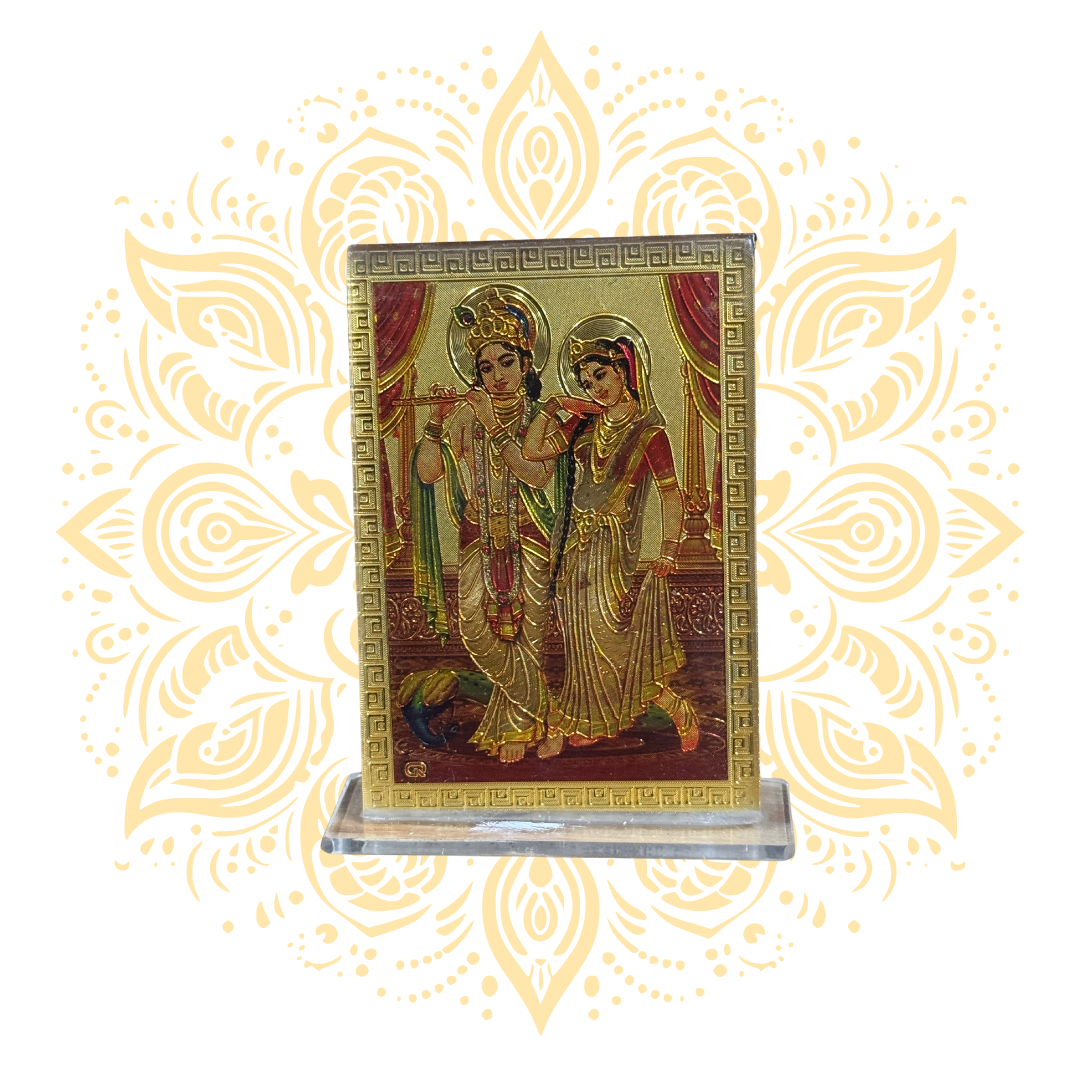 Radha Krishna Golden Acrylic 2.5x3.5" - Matchless Gifts