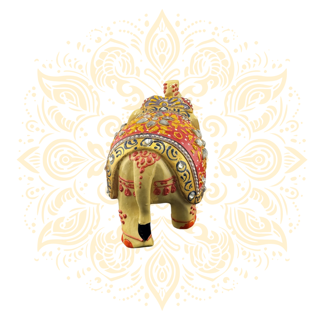Wooden Red Painting Elephant