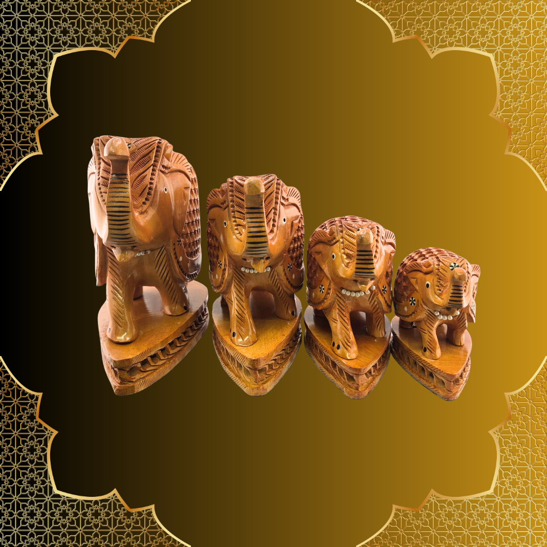 Wooden Jaali Inlay Work Elephant