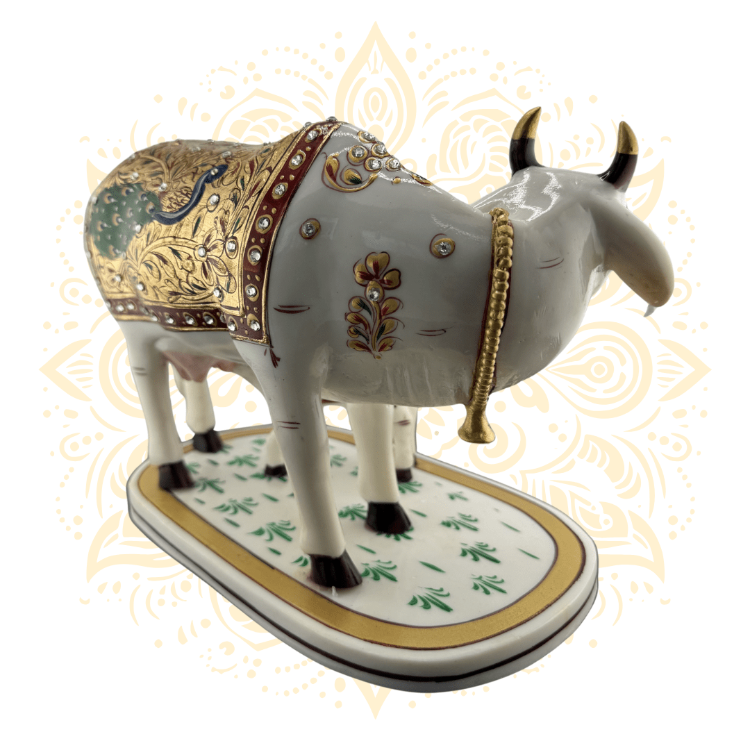 Marble Cow w/ Calf Figurine 7" - Matchless Gifts4