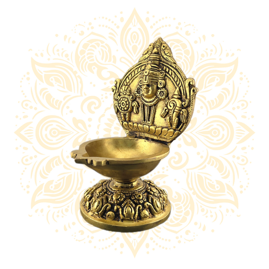 Brass Shanka Chakra Deepak 7"