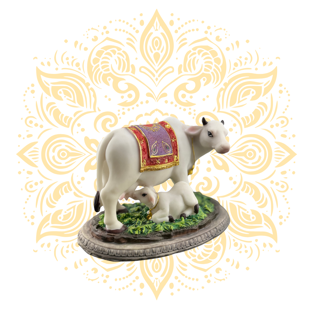 Polyresin Cow Calf White