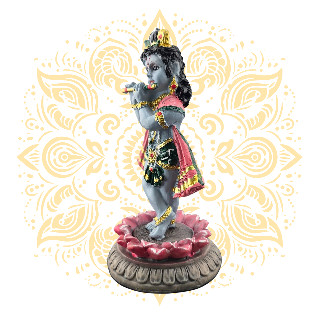 Polyresin Lotus Krishna 8"