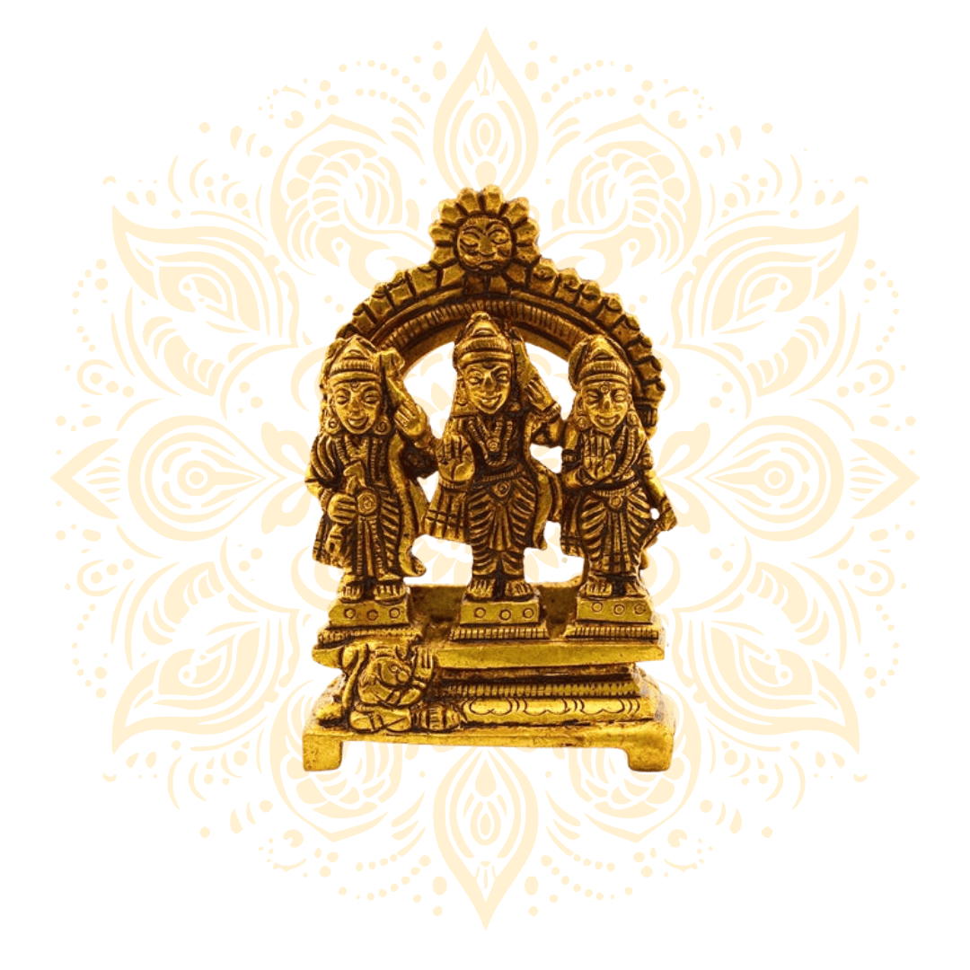 Brass Sita Rama Laksmana Hanuman Murti 3" - Matchless Gifts