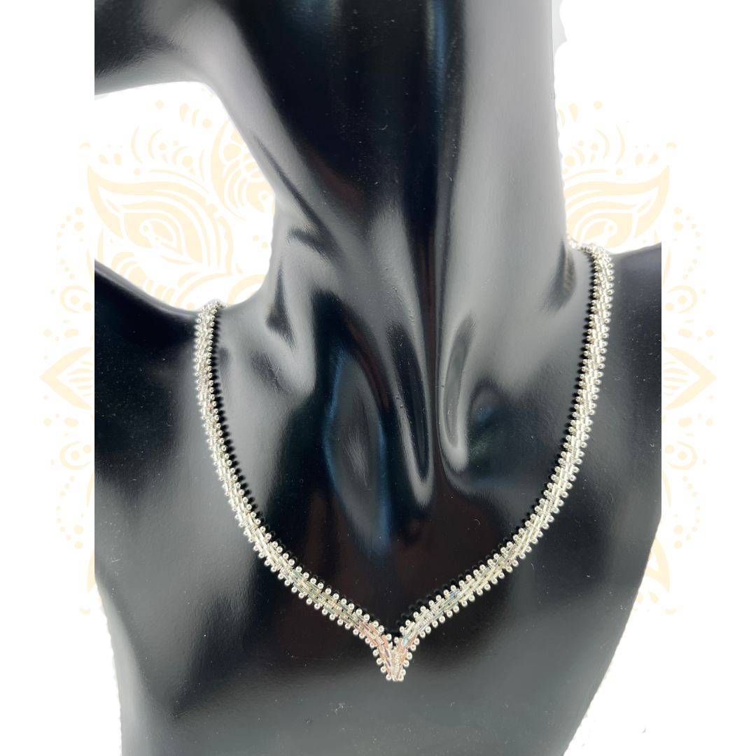925 Sterling Silver V-Shape Choker Necklace