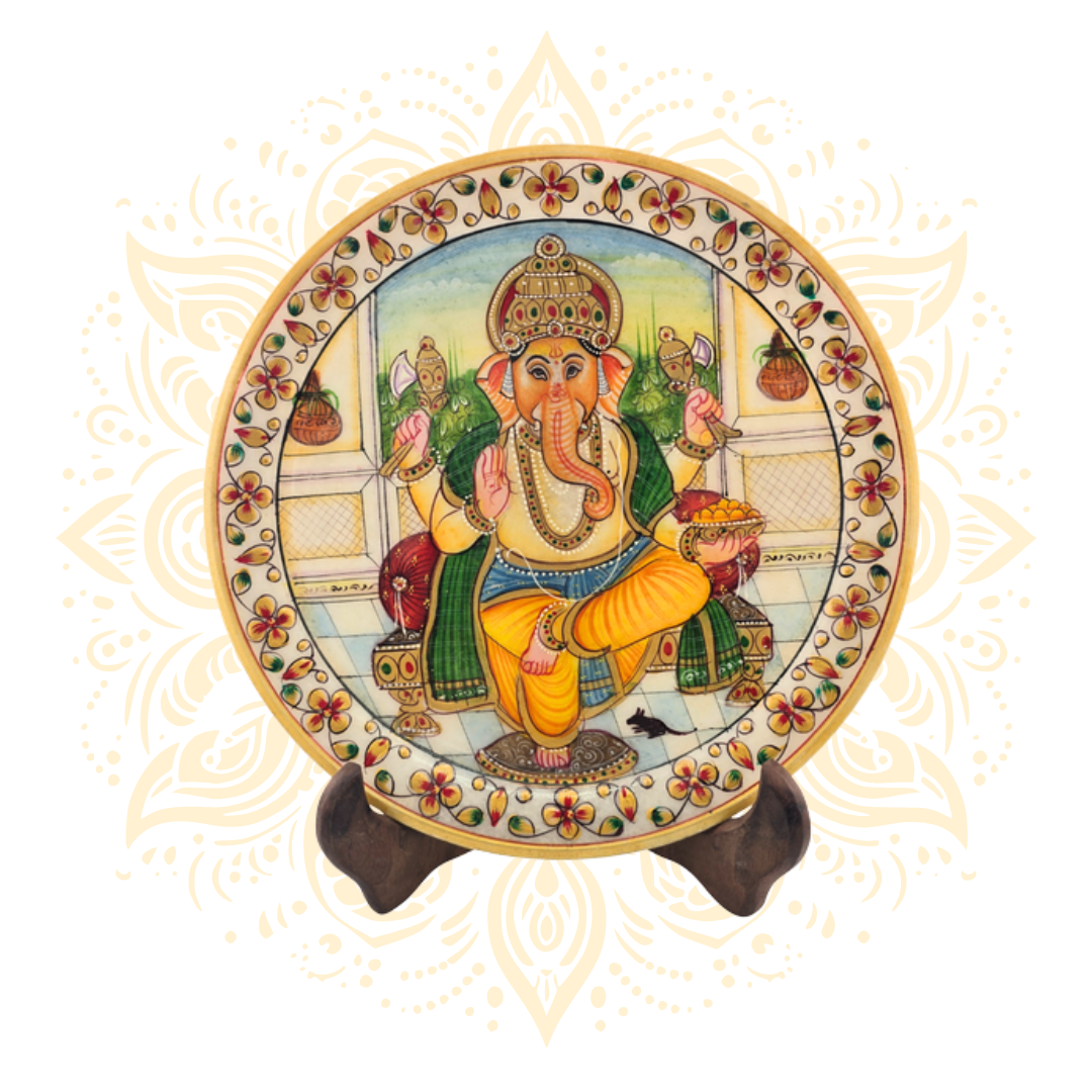 Hand-Painted Marble Plate 9" – Deity Design