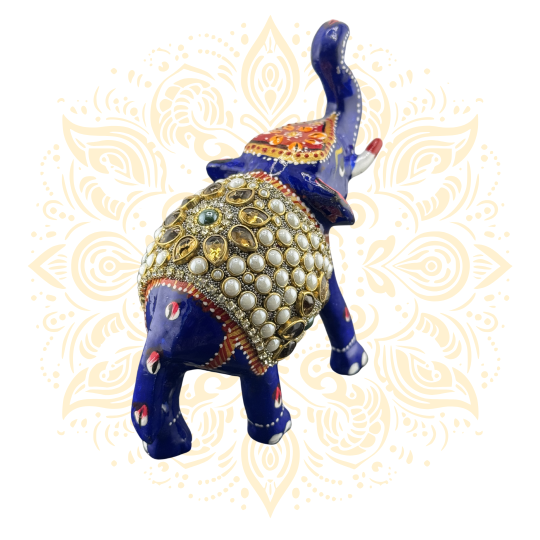Metal Stone Work Elephant 4"