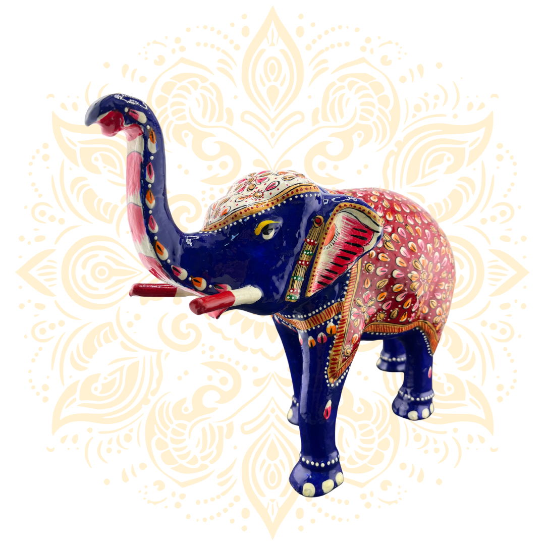 Hand Painted Metal Elephant Figurine - Matchless Gifts
