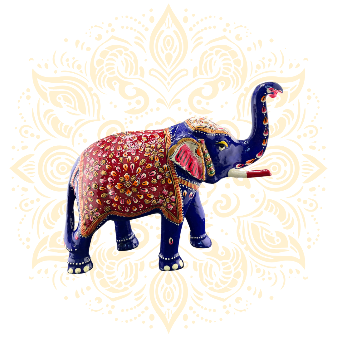 Hand Painted Metal Elephant Figurine - Matchless Gifts