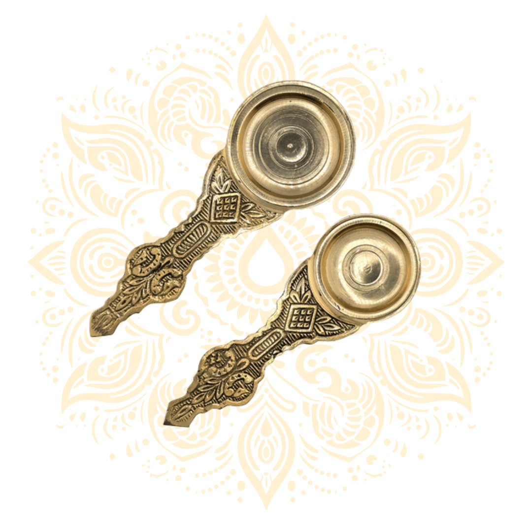 Handcrafted Brass Diya Lamp w/ Floral Design - Matchless Gifts1