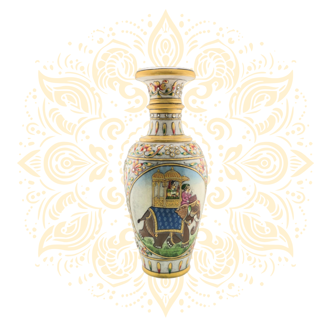 Hand-Painted Marble Flower Vase 12"