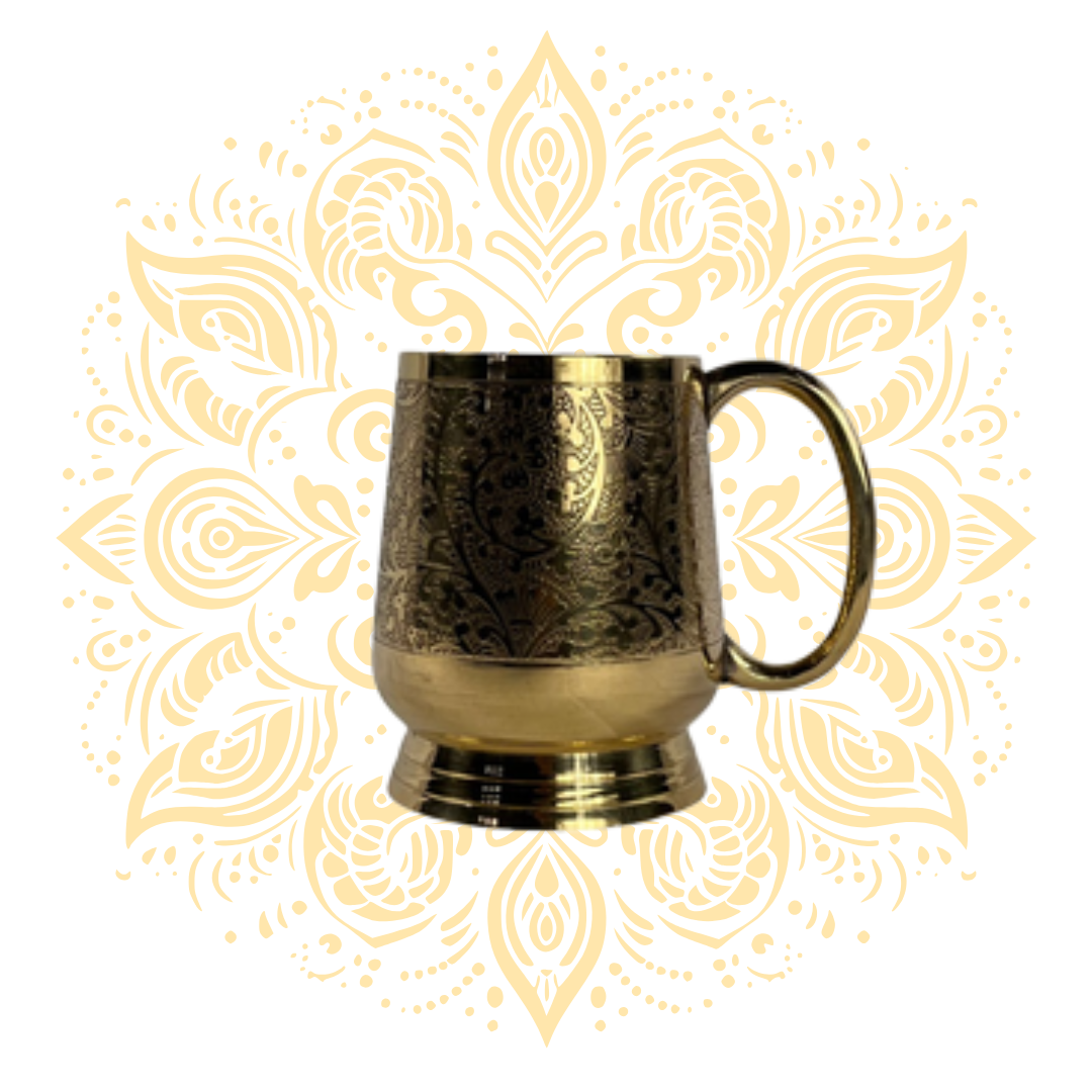 Brass Mug w/ Floral Engraving 4.5"
