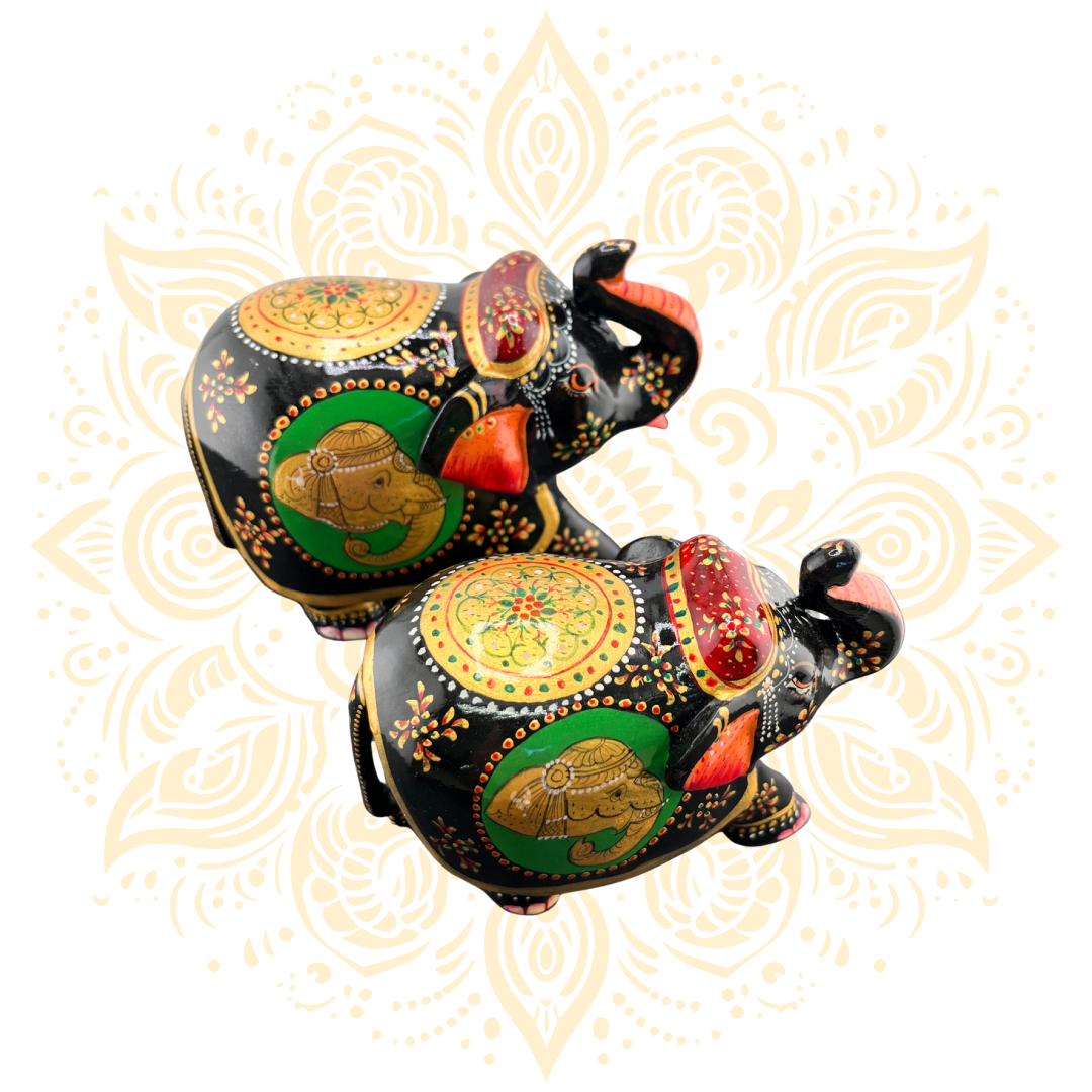 Wooden Black Painted Elephant