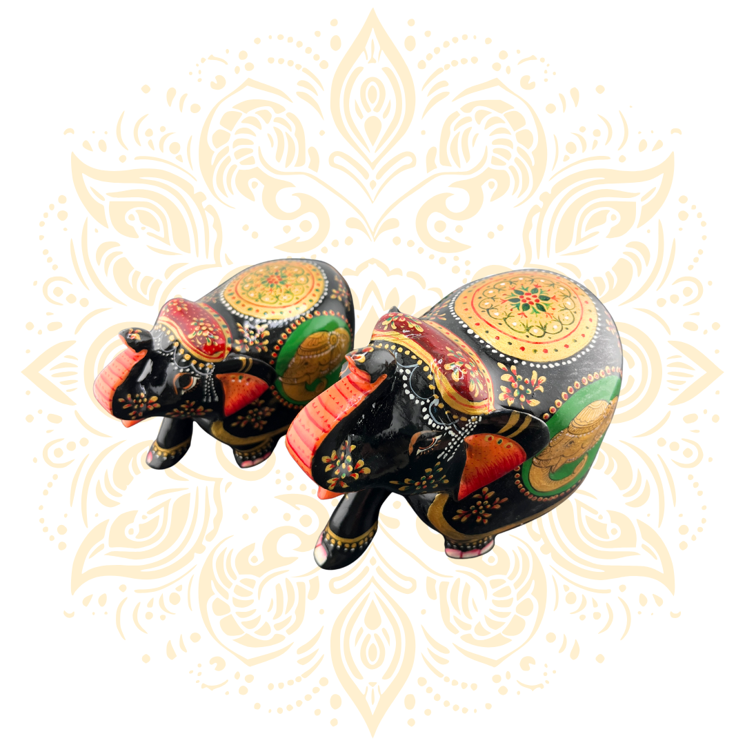 Wooden Black Painted Elephant