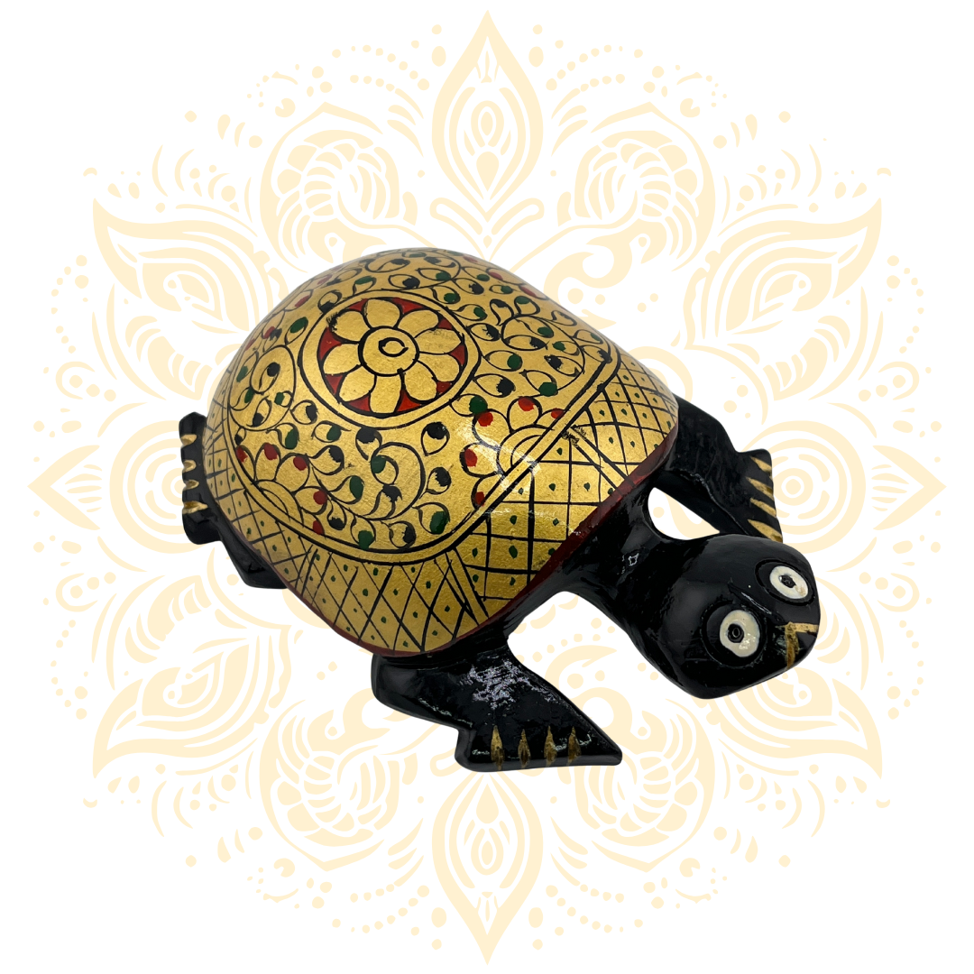 Wooden Black Painted Tortoise