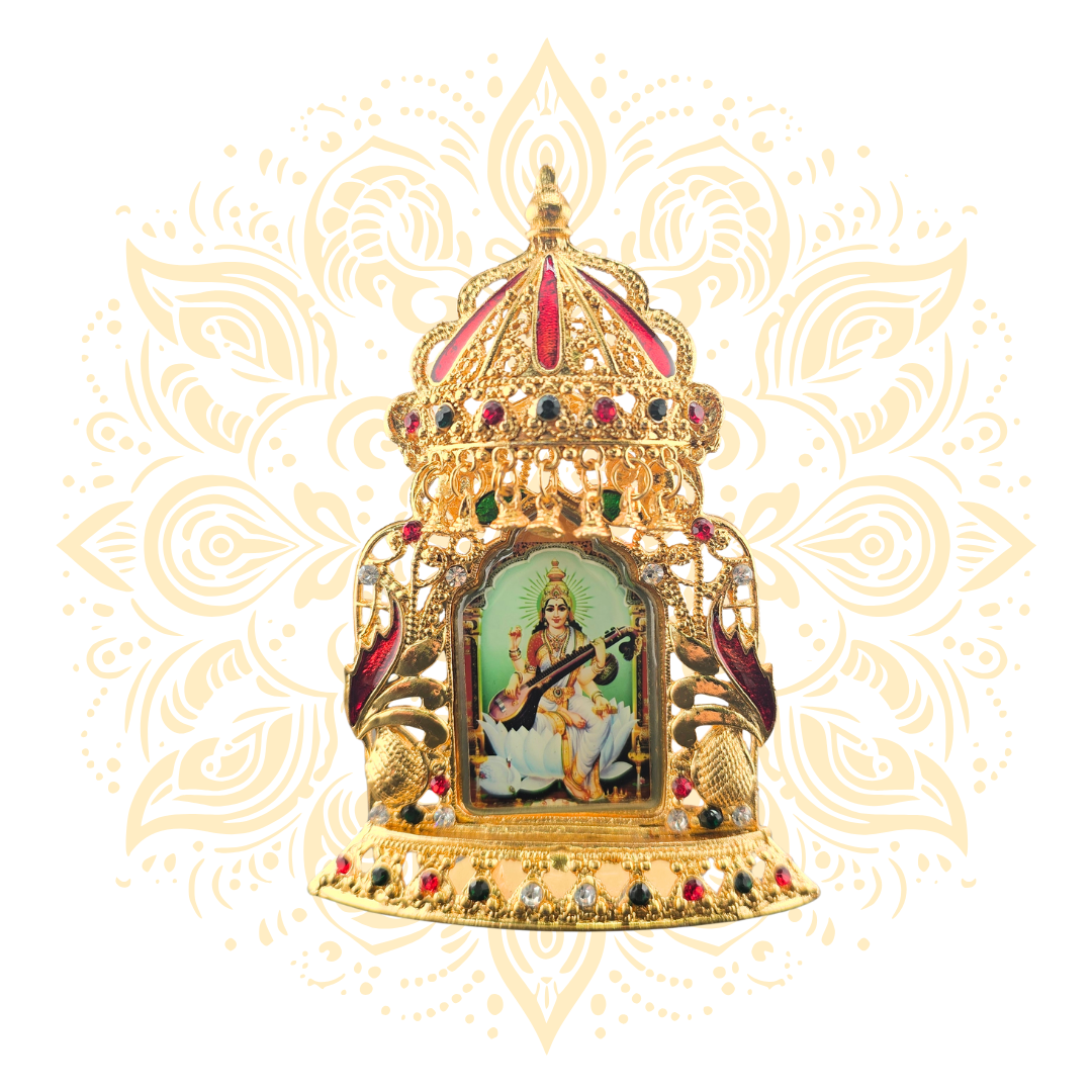 Akshar Golden Metal Deity Mini Mandir Stand