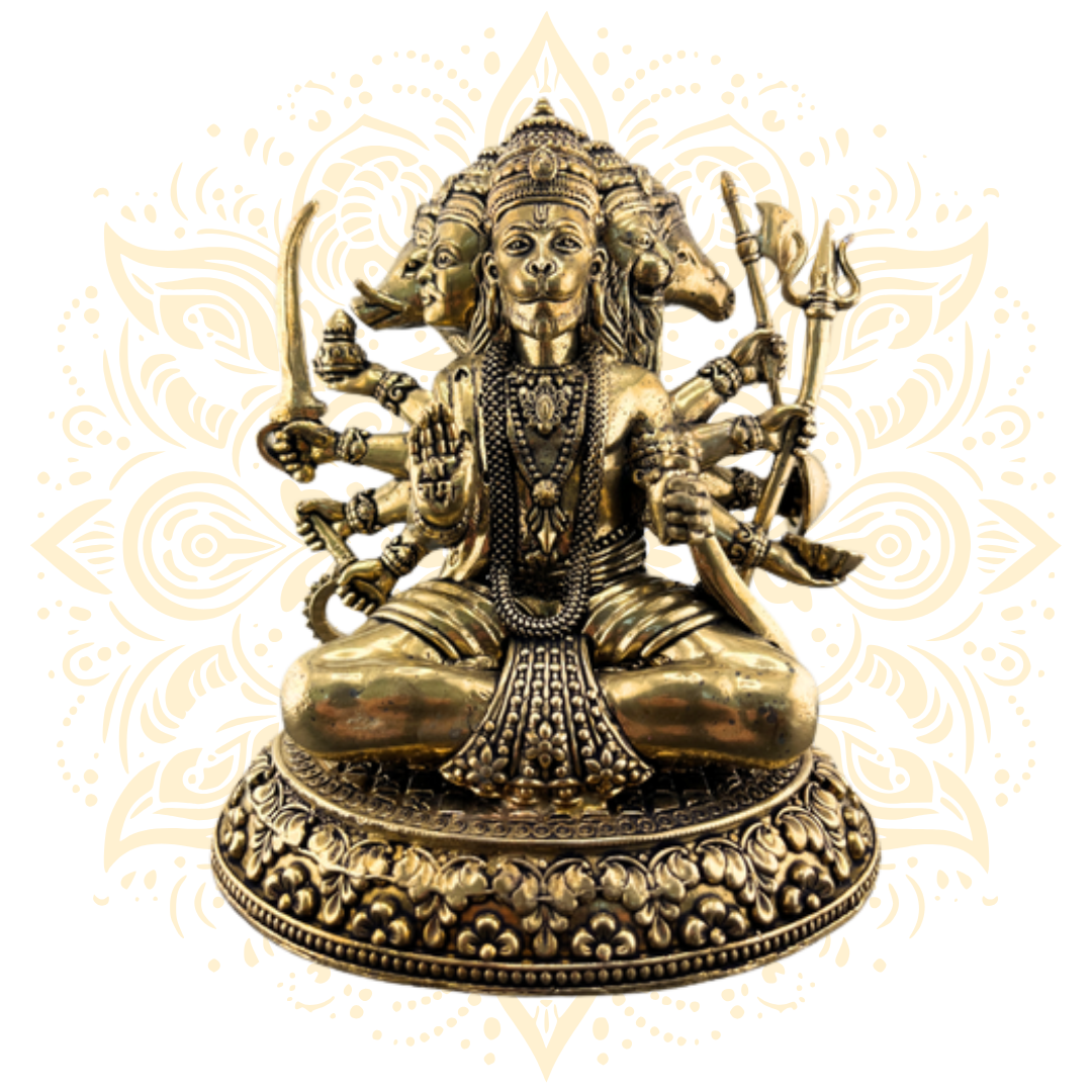 Brass Panchamuki Hanuman Murti 5" - Matchless Gifts1