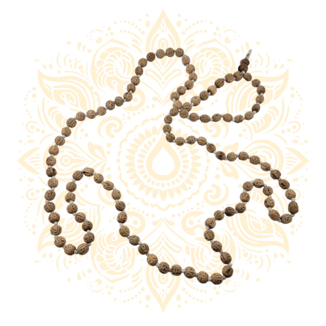 Large Tulasi Japa Mala w/ Carved Radha Beads 3/4" - Matchless Gifts