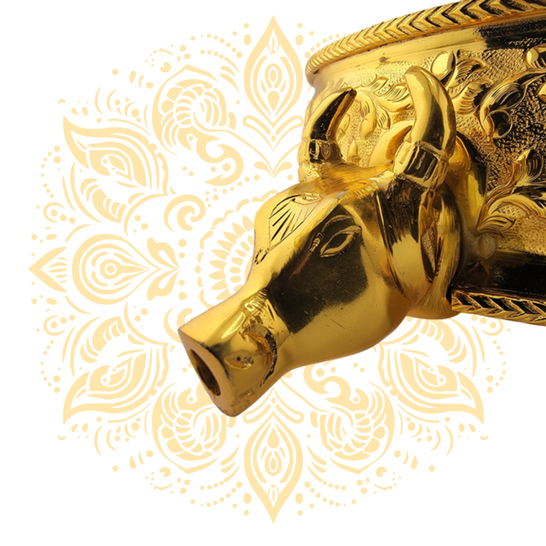 Brass Abhishek Tray w/ Bull Nandi Head Spout