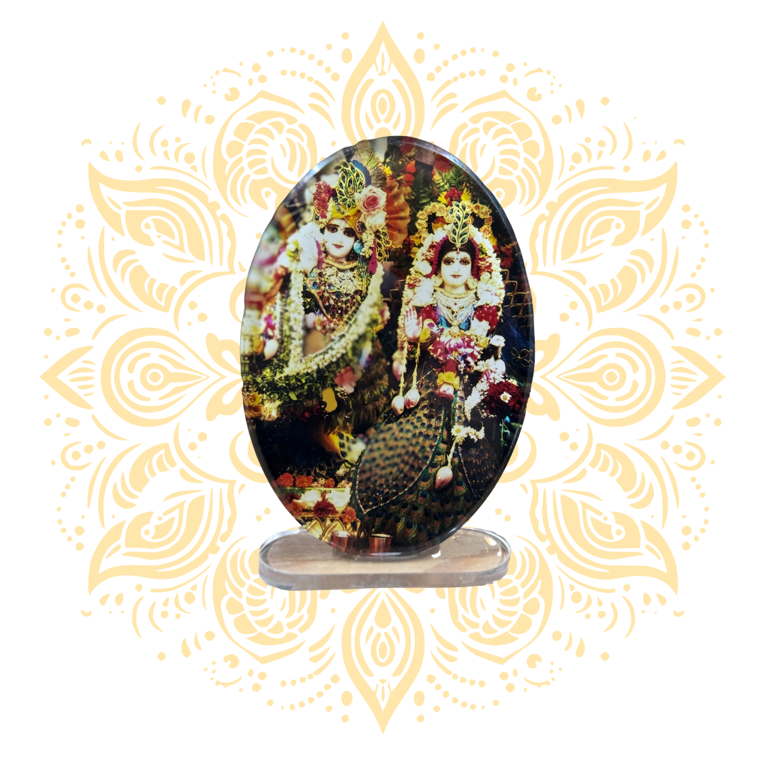 Acrylic Radha Krishna Oval 3.5" x 5" - Matchless Gifts4