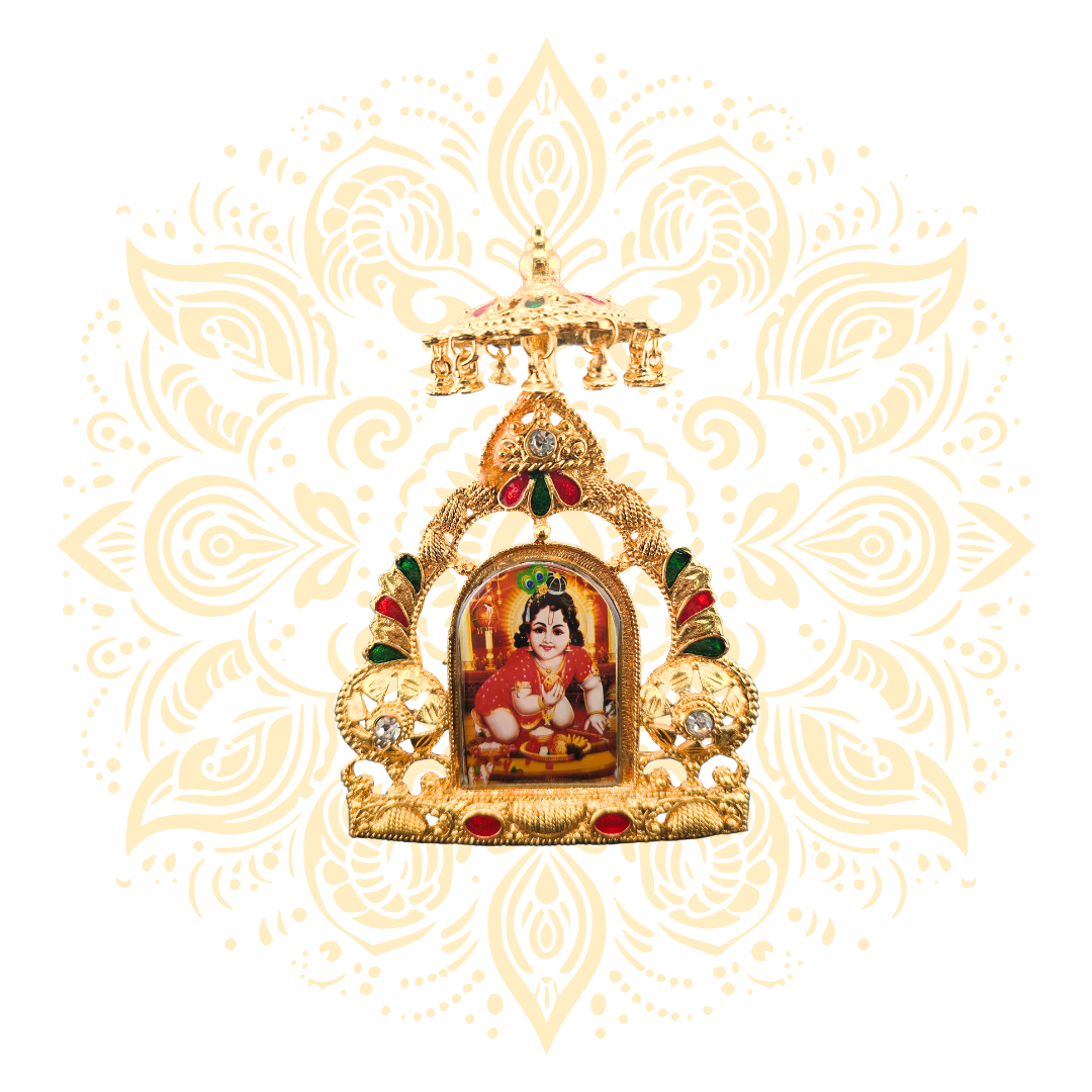 Tirth Golden Metal Deity Mini Mandir Stand