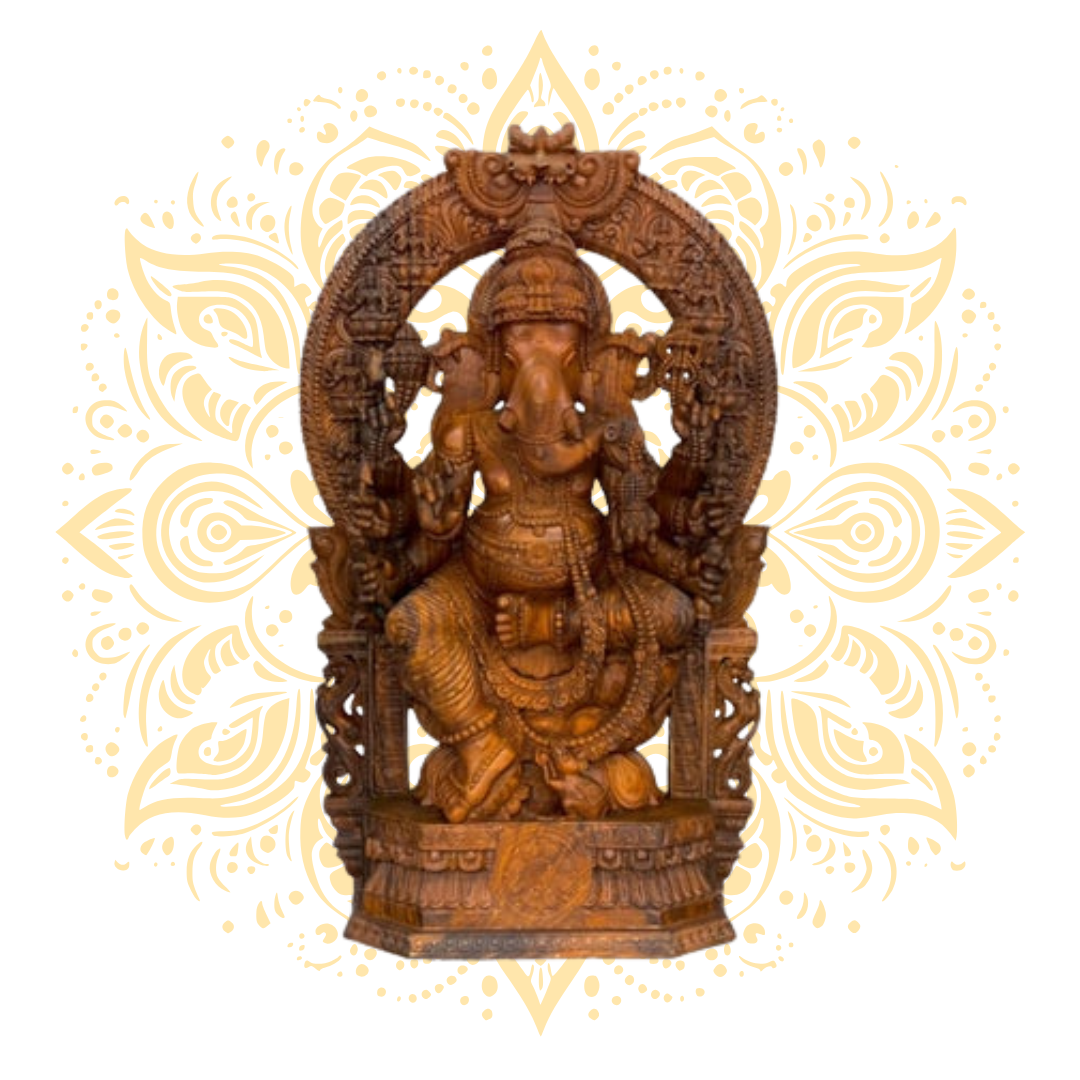 Hand Carved Wooden Ganesh Statue 8' 4"