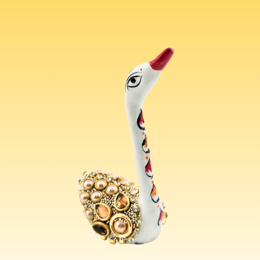 Aluminium Pearl & Kundan Swan