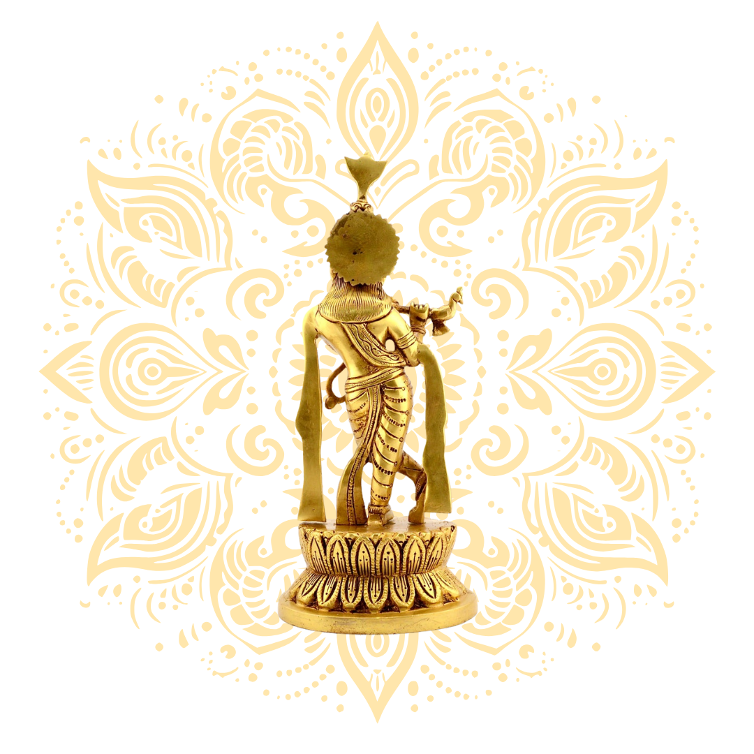 Brass Lord Krishna w/ Flute 11.5" - Matchless Gifts2
