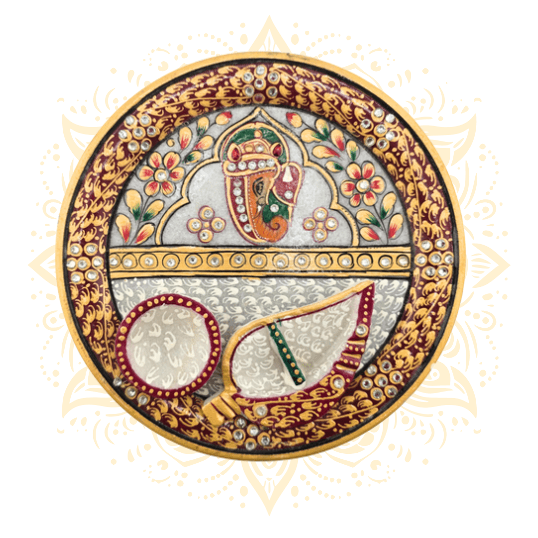 Marble Ganesh Plate 7" - Matchless Gifts