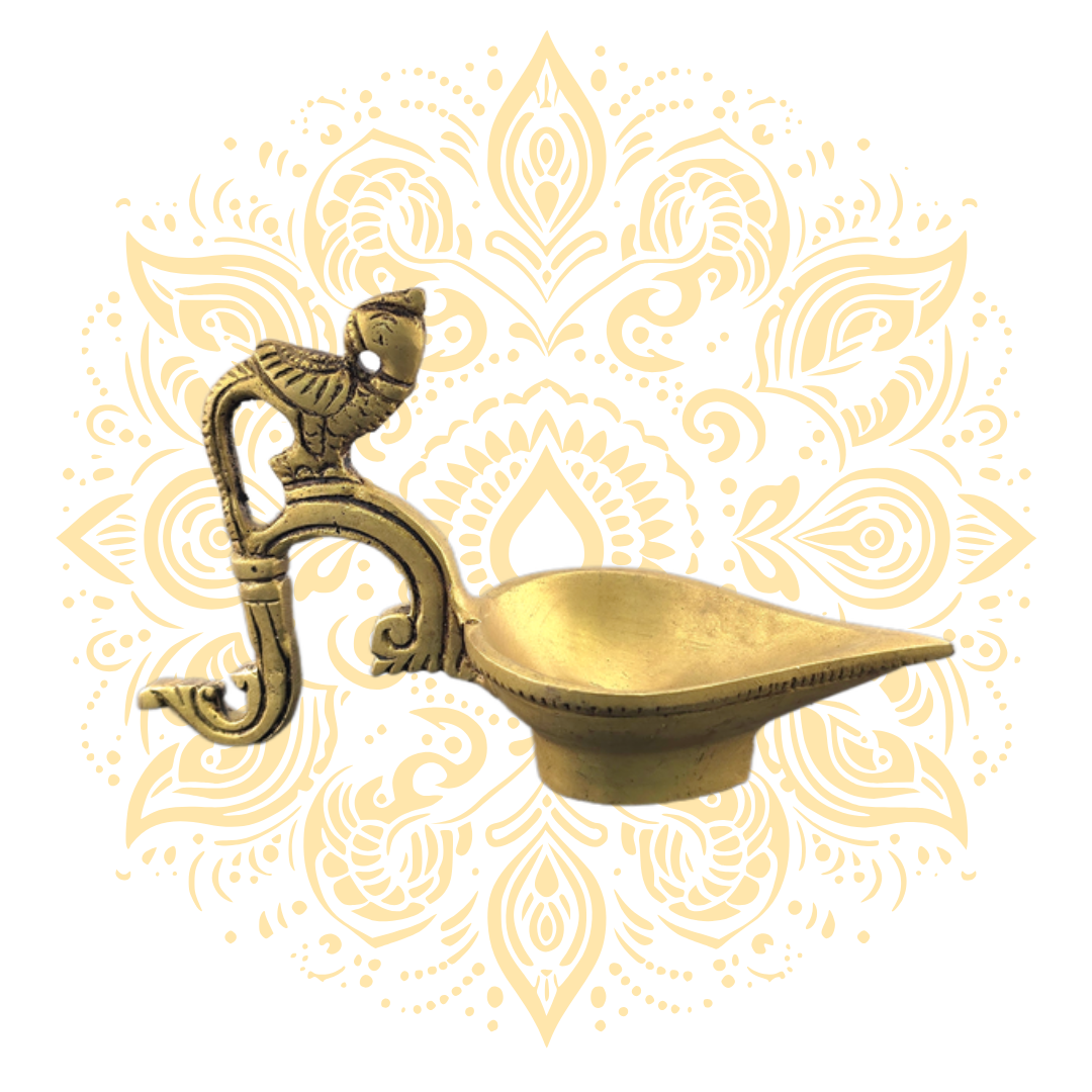 Brass Deepak w/ Peacock Handle