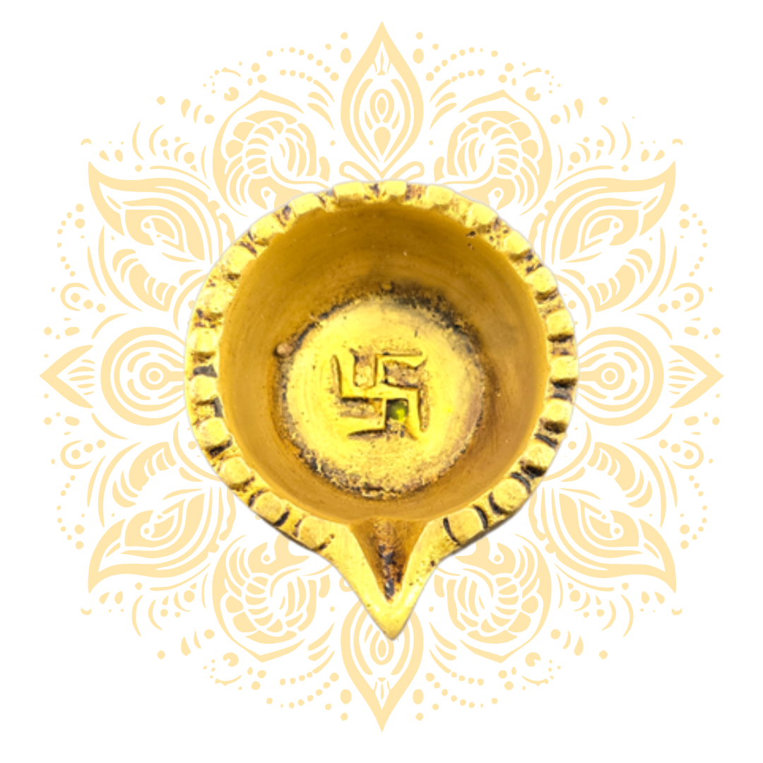 Brass Deepak Round Swastik 1" x 1.75"