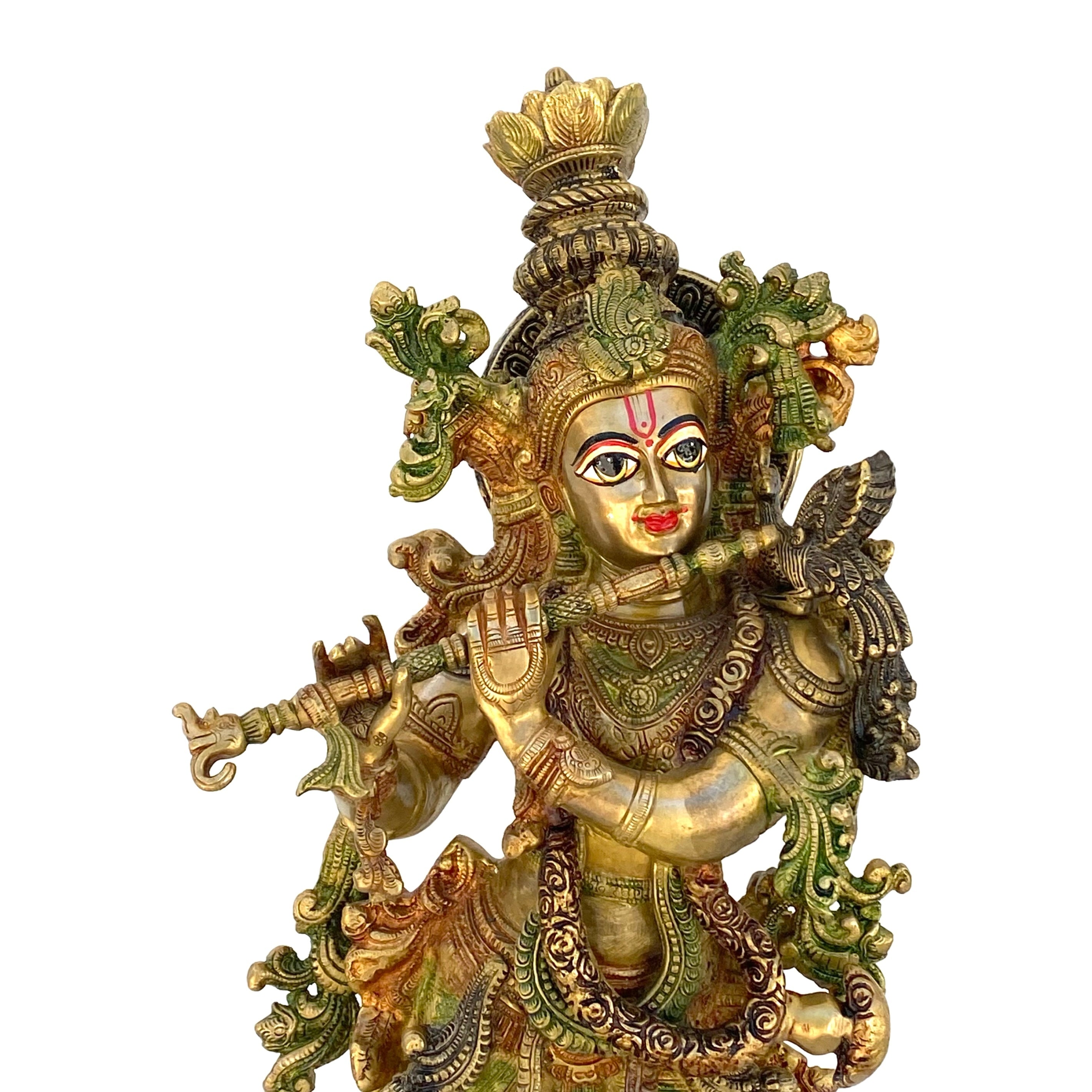 Brass Krishna Hand-Painted