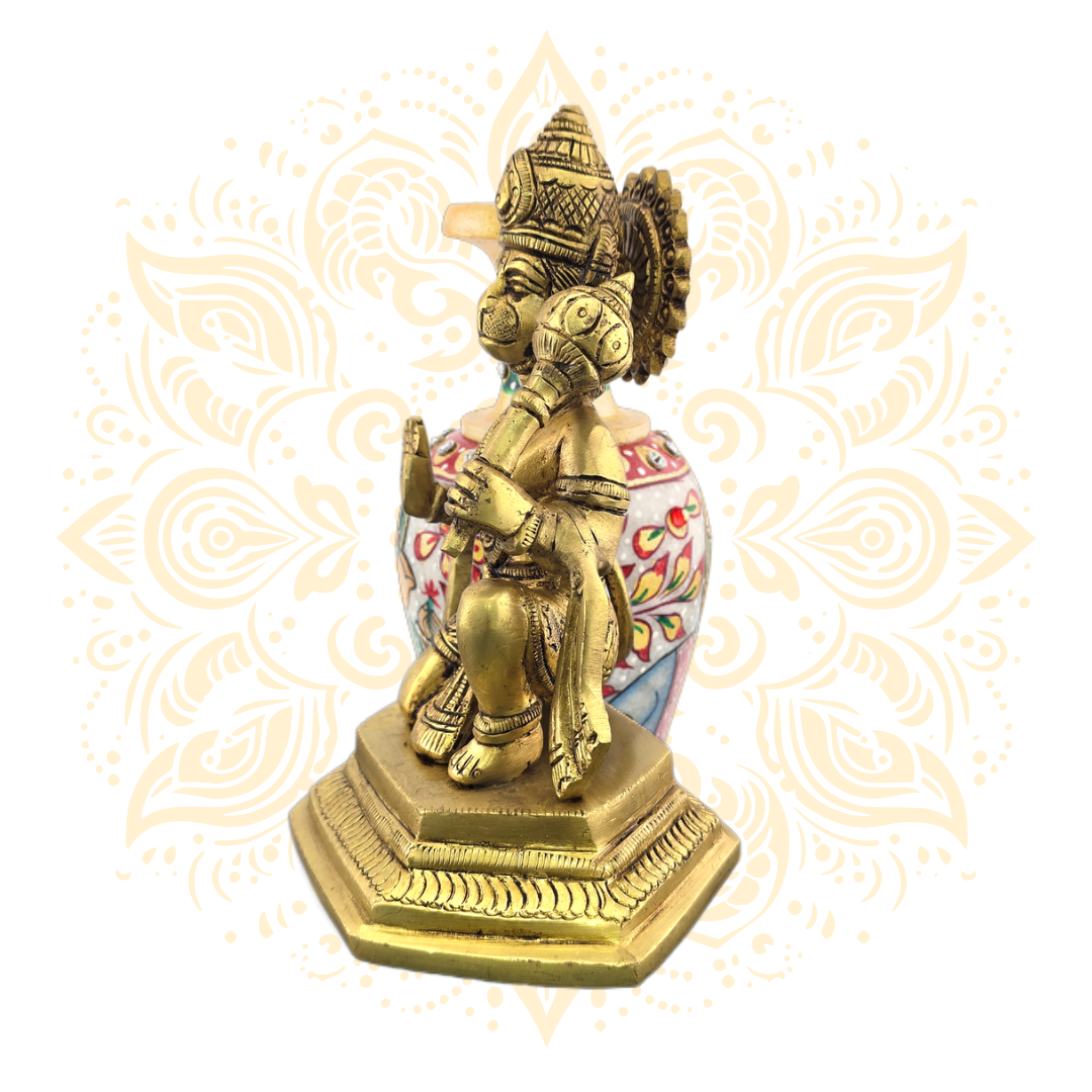 Brass Hanuman Kneeling Murti 6.5" - Matchless Gifts3