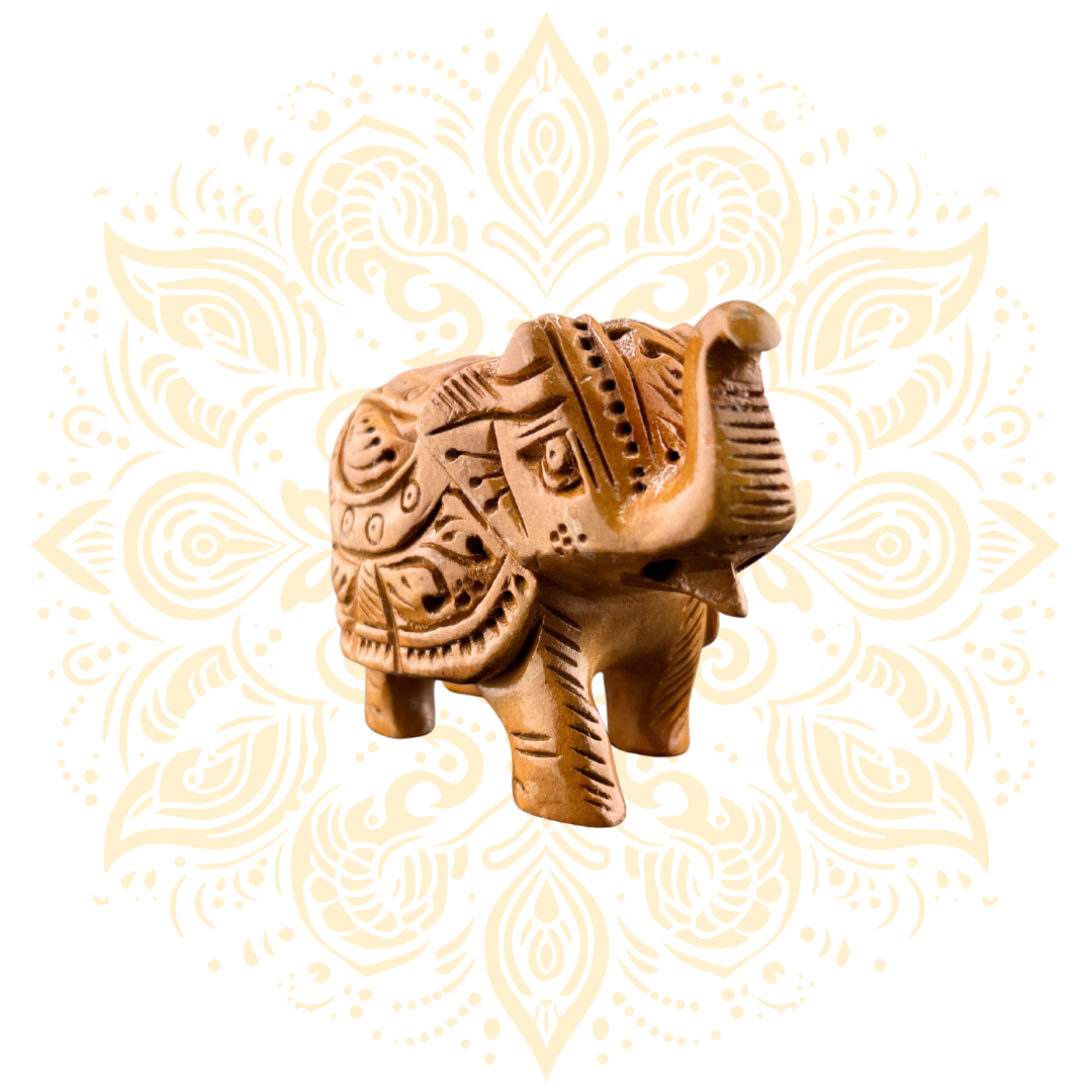 Hand-Carved Wooden Elephant Figurine 2" - Matchless Gifts5
