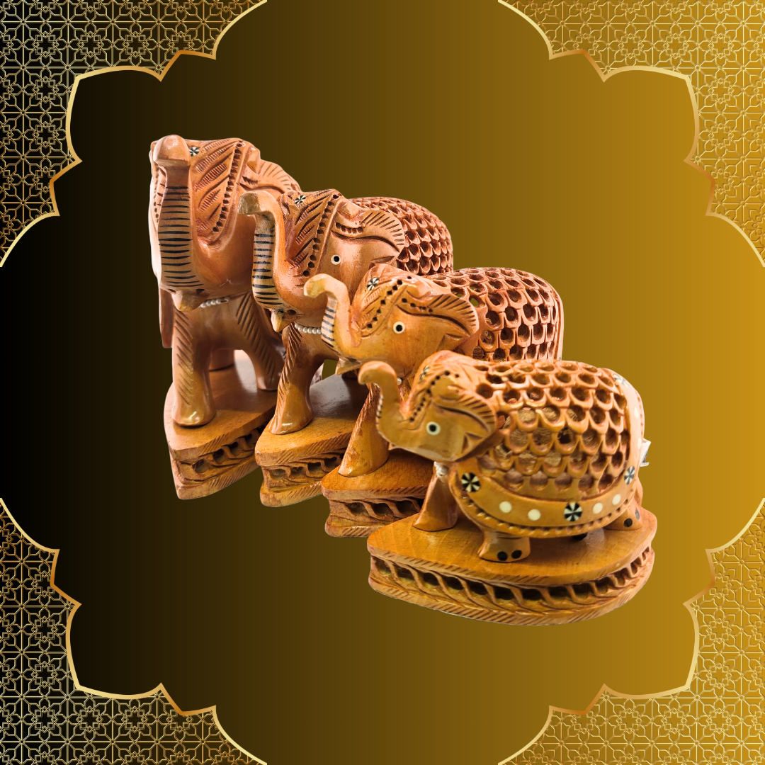 Wooden Jaali Inlay Work Elephant
