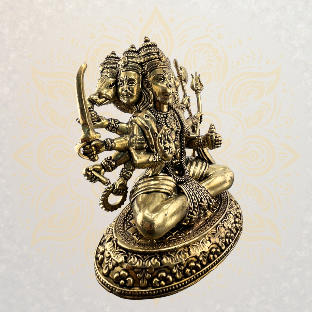 Brass Panchamuki Hanuman Murti 5" - Matchless Gifts5