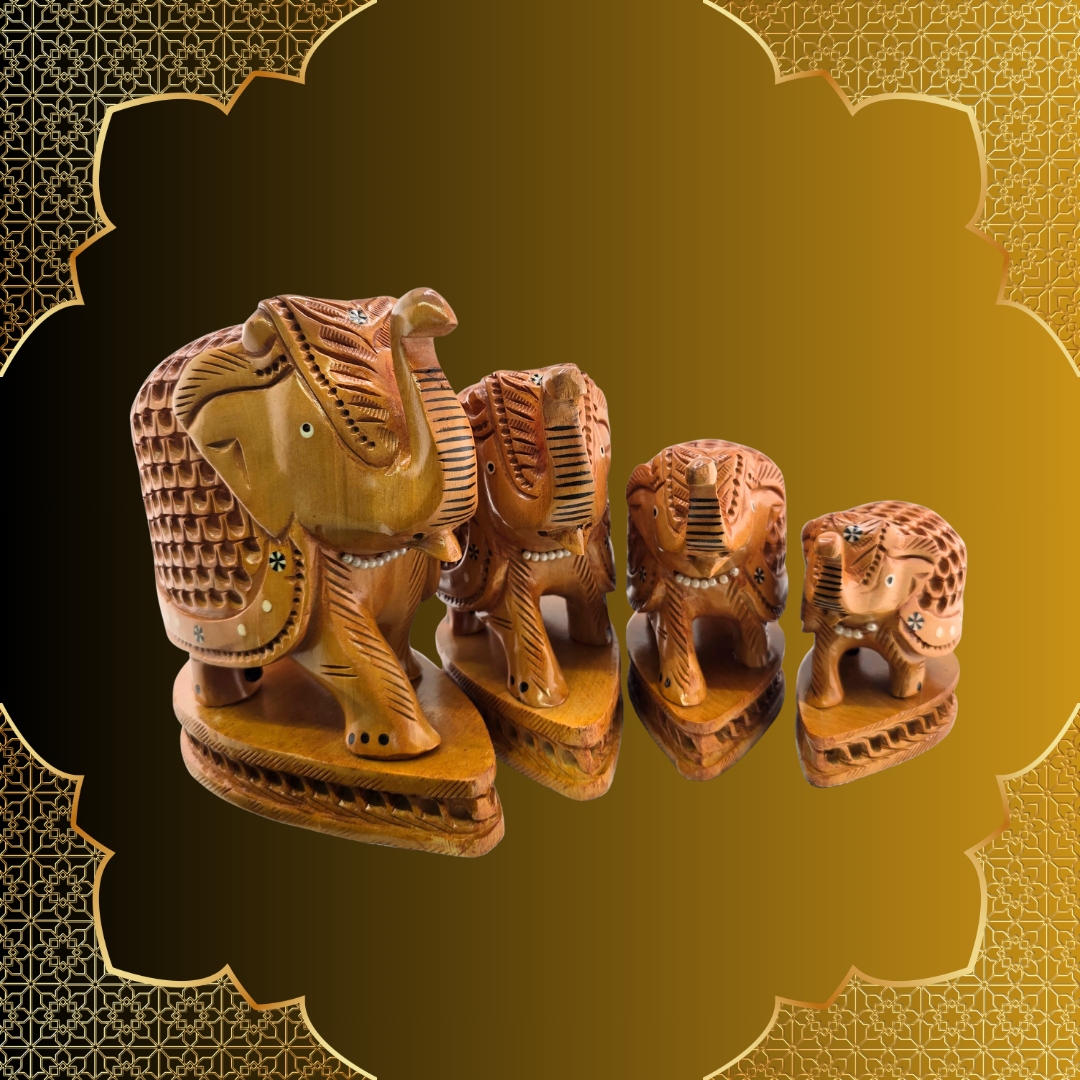 Wooden Jaali Inlay Work Elephant
